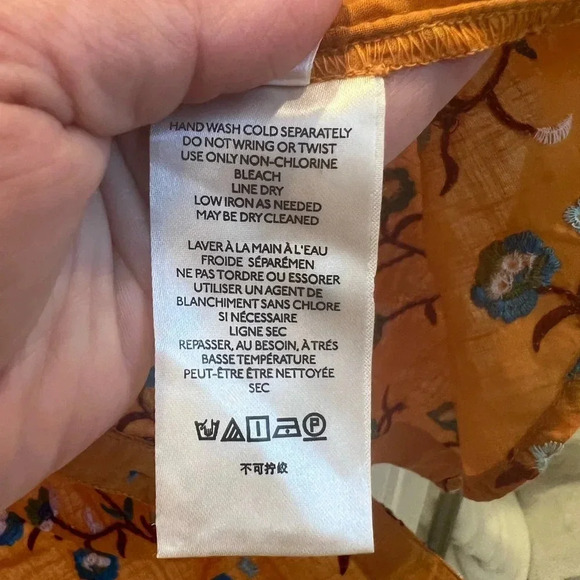 NWT new XS Anthropologie pilcro embroidered surf button down top floral gold - Picture 8 of 17